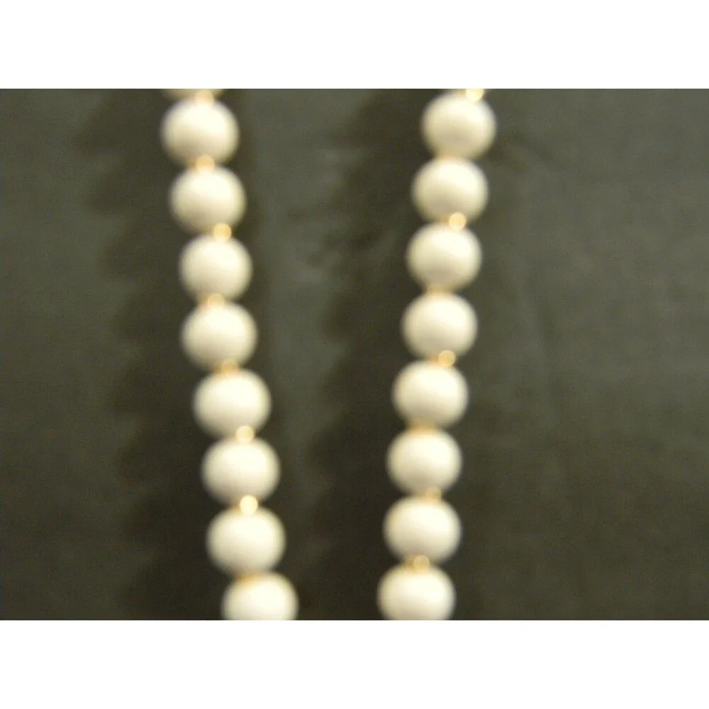 Cross Necklace Contemporary Gold/Silver with White Beads NEW